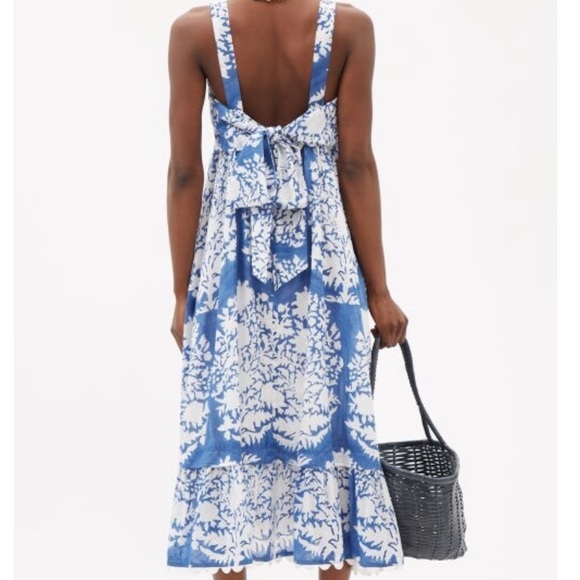 Juliet Dunn tie-back printed cotton midi dress - Picture 2 of 5
